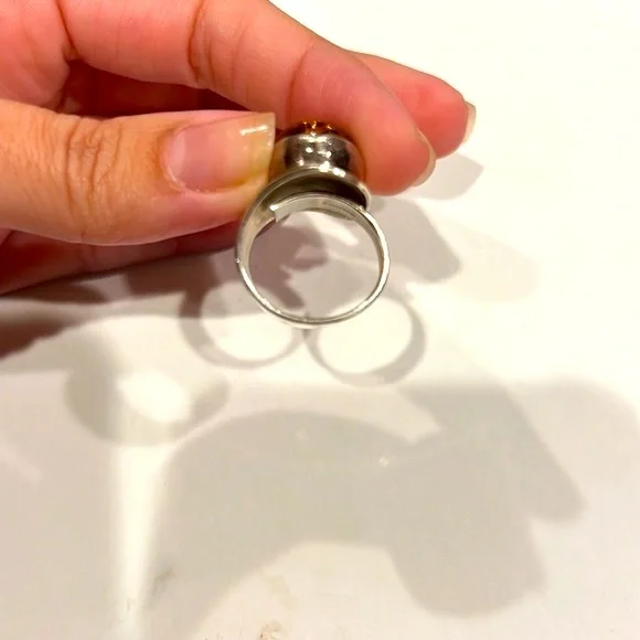 Orange Baltic Amber and Sterling Silver Ring - Picture 6 of 10